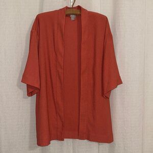 Chico’s 2 (12-14) Travelers Team Burnt Coral Textured Kimono